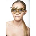 Kayso Gold with Clear Rhinestones Bendable Laser Cut Venetian Masquerade Mask One Size BB008GD